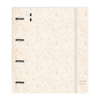 Safta Carpeta con 4 Anillas 35mm - Tapa de Plastico - Recambio 100 Hojas - Cierre Elastico - Incluye Separadores - Ranura para Boligrafo - Solapa Interior - 270x40x320mm - Color Beige