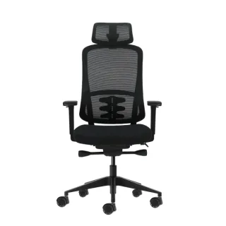 Oqonos Cherg 018 Silla de Oficina Ergonomica con Reposacabezas Cervical Ajustable, Mecanismo Autobalanceado, Reposabrazos 4D, Asiento Deslizable y Ruedas de Silicona - Negro