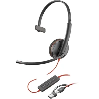 HP Poly Blackwire 3210 USB-C/USB-A Auricular Monoaural con Microfono - Almohadilla Acolchada - Controles en Cable