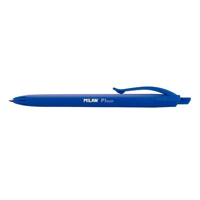Milan P1 Touch Boligrafo de Bola Retractil - Punta Redonda 1mm - Tinta con Base de Aceite - Escritura Suave - 1.200m de Escritura - Color Azul · Pack de 25 uds.