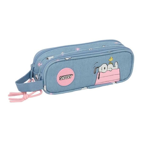 Safta Snoopy Portatodo - Cremallera - Asa Lateral - 1L - 210x60x80mm - Color Azul