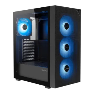 Unykach Revelat Mesh Compact Edition Caja ATX, Micro ATX, ITX - Lateral de Vidrio Templado - 3.5", 2.5" - USB-A 2.0, USB-3.0 y Audio - 4 Ventiladores ARGB - Soporta Refrigeracion Liquida - C