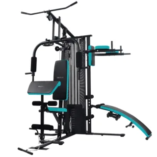 Cecotec Drumfit HomeGym 2000 Double Estacion de Entrenamiento Multifuncional - Bloque de Pesas 65kg - 2 Mancuernas de 1.5kg - Plegable - Almohadillas Acolchadas - 193 x 222 x 211cm - Color N