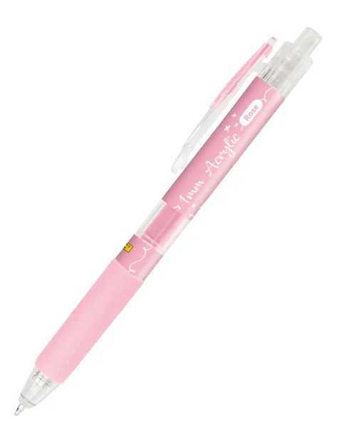 Online Boligrafo Retractil - Tinta Acrilica - Punta Fina de 1mm - Color Rosa · Pack de 6 uds.