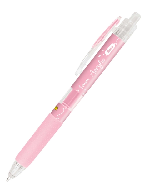 Online Boligrafo Retractil - Tinta Acrilica - Punta Fina de 1mm - Color Rosa · Pack de 6 uds.