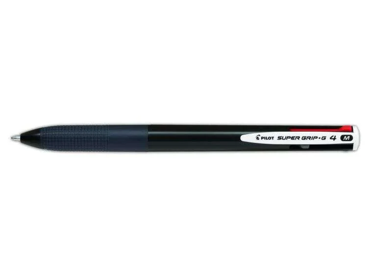 Pilot Boligrafo de Bola Retractil Super Grip G4 - 4 Colores - Punta 1.0mm - Trazo 0.27mm - Cuerpo Negro · Pack de 12 uds.