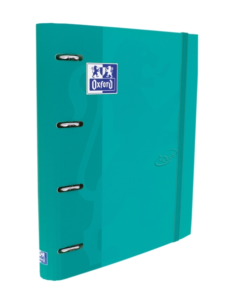 Oxford Touch A4+ Europeanbinder - Tapa Extradura Resistente - Lomo de 45mm - Anillas 4Dx35mm - Incluye Recambio 5x5 - Color Aqua · Pack de 4 uds.