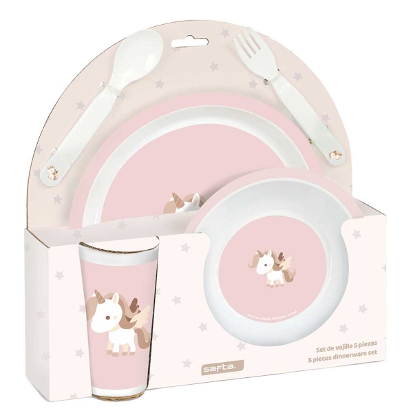 Safta Unicornio Set de Menaje Infantil - PVC sin BPA - 260x90x260mm - Color Rosa
