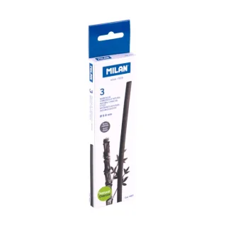 Milan Pack de 3 Barritas de Carboncillo - Natural - Redondo de 6-8mm - Color Negro