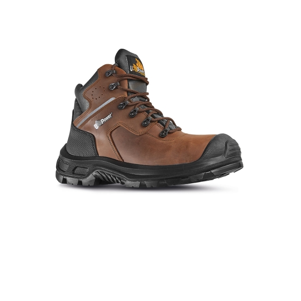 Upower Helsinki UK S ESD Calzado de Seguridad Altos y Robustos - Talla 35 - Piel Pull-Up Hidrofuga, Puntera Composite Airtoe, Sistema Antiperforacion Textil, Suela Resistente al Aceite y Ant