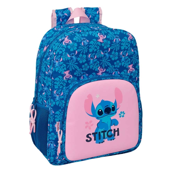 Safta Stitch Mochila Adaptable a Carro - Bolsillo Frontal - Portabotellas - Cremallera con Doble Tirador - Asa de Mano - Hombreras y Espalda Acolchada - 33x42x14cm - Color Azul Oscuro
