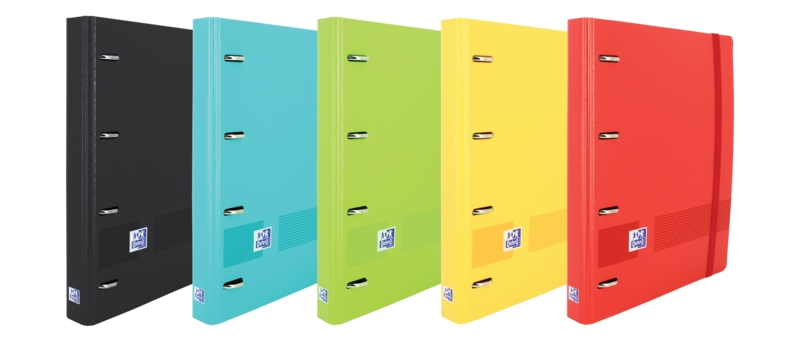 Oxford Live & Go A4+ Polyfoam Europeanbinder - Lomo de 45mm - Anillas de 4Dx35mm - Recambio de 1 Linea - Colores Surtidos · Pack de 10 uds.