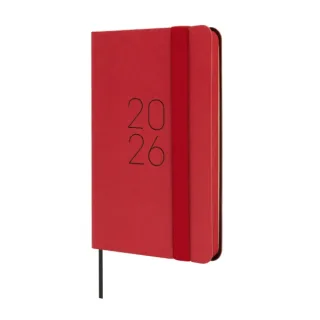 Finocam Flexi Lisa Agenda - Anual 2026 - Tapa Blanda - Formato F2 - 85x13x130mm - Semana Vista Horizontal - Color Rojo