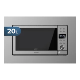 Cecotec GrandHeat 2000 Built-in Microondas Encastrable - 700W - Capacidad 20L - Grill 900W - 9 Funciones Preconfiguradas - Revestimiento Acero Inoxidable - Temporizador 95min - Seguridad Inf