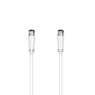 Hama Essential Cable Coaxial de Antena - Longitud 3m- Conector F Macho - Doble Blindaje - Apantallamiento 90dB - Impedancia 75Ohm - Color Blanco