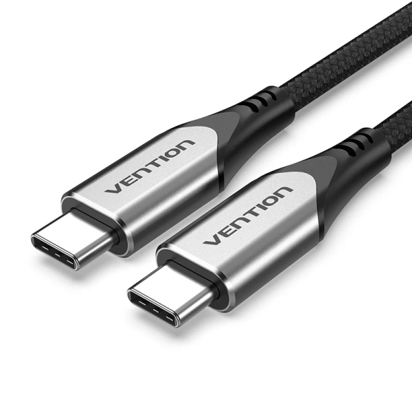 Vention Cable USB-C 3.1 - Potencia hasta 60W - Longitud 0.5m - Velocidad hasta 5Gbps - Chaqueta Trenzada de Algodon - Color Gris