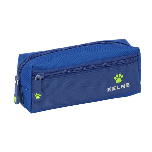Safta Kelme Blue Portatodo - 3 Compartimentos con Cremalleras - Goma Elastica - 0.98L - 220x60x85mm - Color Azul