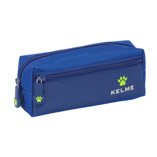 Safta Kelme Blue Portatodo - 3 Compartimentos con Cremalleras - Goma Elastica - 0.98L - 220x60x85mm - Color Azul