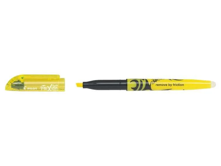 Pilot Frixion Light Rotulador Fluorescente Borrable - Punta de Fibra Biselada - Trazo de 1 a 3.5mm - Color Amarillo · Pack de 12 uds.