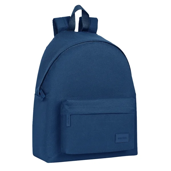 Safta Basic Mochila - Bolsillo Frontal - Hombreras Acolchadas - Doble Tirador en Cremallera - Asa Superior - 18L - 330x150x420mm - Color Azul Marino
