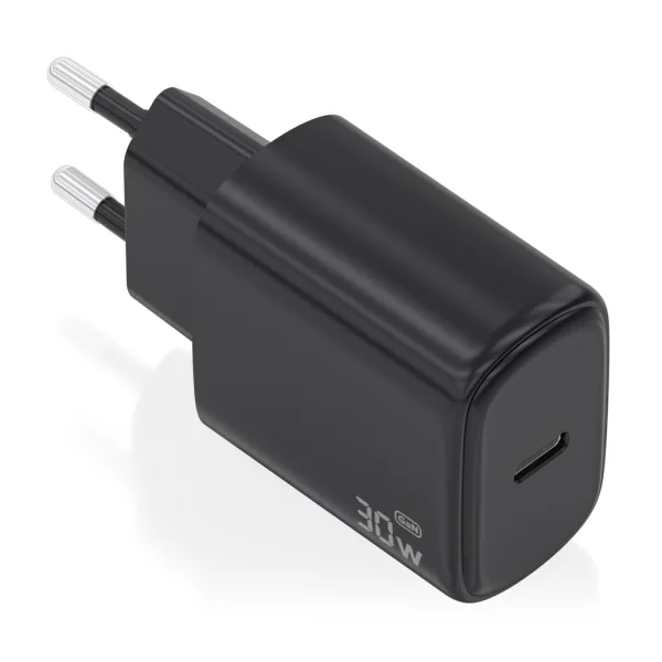 Aisens Cargador GaN 30W - 1xUSB-C PD3.0 - Tecnologia AI - Color Negro