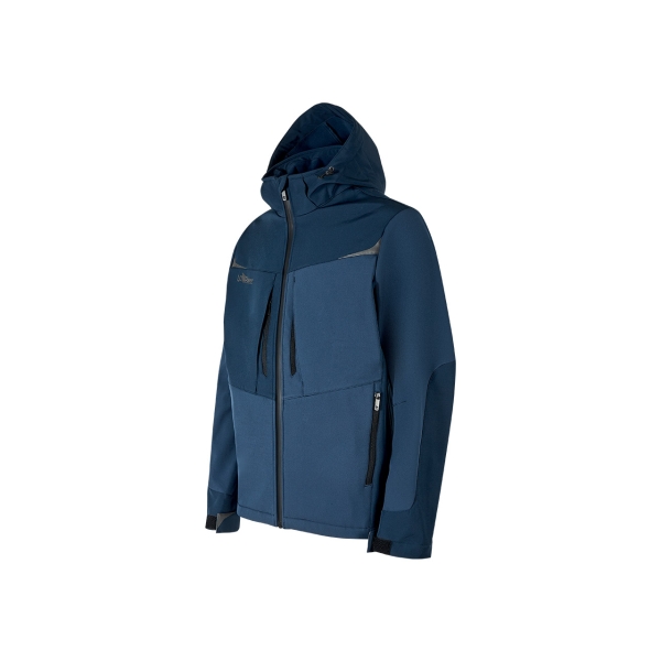 Upower Verve Chaqueta Tecnica Impermeable - Talla 2XL - Softshell Innovador, Interior Micro-Fleece con Grafeno, Capucha Desmontable, Multiples Bolsillos, Detalles Reflectantes - Color Azul M