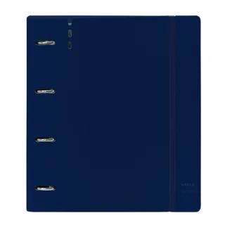 Safta Carpeta con 4 Anillas 35mm - Tapa de Plastico - Recambio 100 Hojas - Cierre Elastico - Ranura para Boligrafo - Separadores Internos - 270x40x320mm - Color Azul Marino