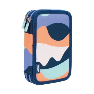 Milan The Fun Plumier de 2 Pisos con 2 Gomas de Borrar, Sacapuntas, Lapiz, Boligrafo Capsule, Regla, 12 Lapices de Colores y 18 Rotuladores