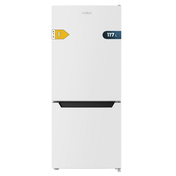 Cecotec Bolero CoolMarket Combi 117 DF White E Frigorifico Combi - Capacidad 117L - Defrost - Congelacion Ultrarapida - Display Interior - Puerta Reversible - Clase E - 47x49x114cm - Color B
