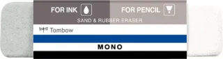 Tombow Mono Sand and Rubber Goma de Borrar para Tinta y Lapiz - 13g - Forma Biselada - Funda de Papel - Color Blanco y Gris · Pack de 10 uds.