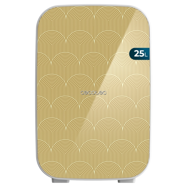 Cecotec Bolero MiniCooling 25L Bahamas Pat 2 Mini Frigorifico Portatil - Capacidad 25L - 12V/220V - Temperatura Regulable - Enfria hasta 7ºC - Funcion Calentamiento hasta 65ºC - Color Oro