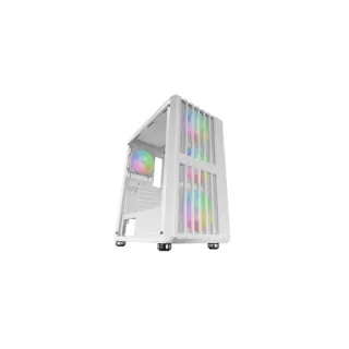 Mars Gaming MC-VAULT Caja Torre ATX - 4 Ventiladores de 120mm ARGB - Ventana Lateral de Cristal Templado - Rejilla Frontal y Superior - 7 Ranuras de Expansion - Color Blanco