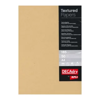 Apli Pack de 50 Hojas de Papel Verjurado Kraft A4 - Alta Calidad - 165gr - Compatible con Impresoras Inkjet, Laser y Fotocopiadoras - Ideal para Escritura Manual - Color Kraft