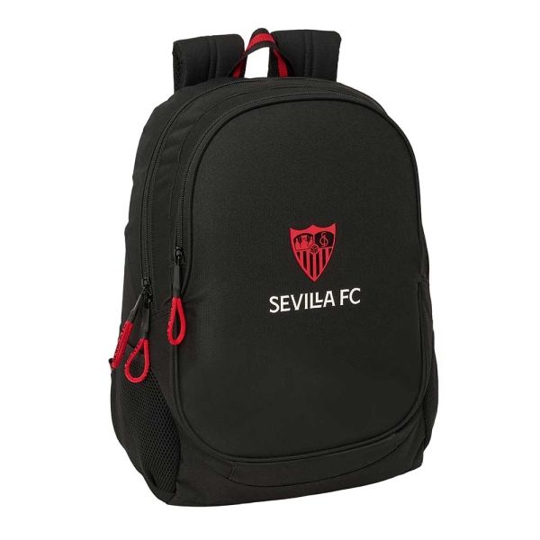 Safta Sevilla FC Mochila - 23L - Adaptable a Carro - Espalda Acolchada - Portabotellas - Cremallera con Doble Tirador - Asa de Mano - Hombreras Ergonomicas - 32x44x16cm - Color Negro