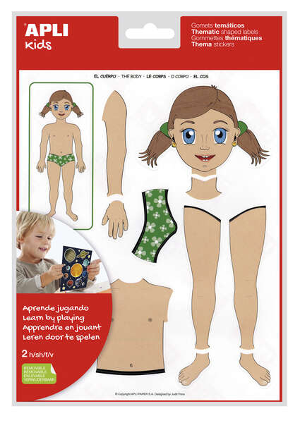 Apli Bolsa de Gomets Tematicos el Cuerpo - 26 Gomets - Adhesivo Removible - Desarrollados con Educadores - Ayuda a Identificar Partes del Cuerpo - Desarrolla Habilidades Motoras - Adhesivo B