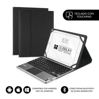 Subblim Teclado Bluetooth extraíble - Funda universal 9-10.1" - Diseño ultradelgado - Soporte ajustable - Touchpad - Sistema magnético - Resistente y adaptable - Inalámbrico - Bluetooth - Co