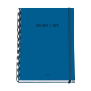 Dohe Colour Vives Cuaderno Espiral A4 100 Hojas Microperforadas Cuadricula 5mm - Tapa Dura Carton Forrado - Cierre de Goma - Bandas de Color - Color Azul