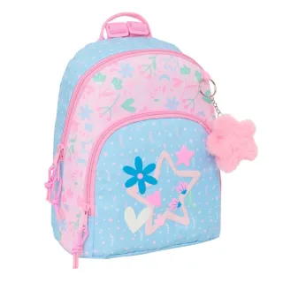 Safta Blackfit8 Smile Mini Mochila - Bolsillo Frontal - Tirador Doble - Bolsillo Trasero Accesible - Hombreras Ajustables - Asa Superior - 9.75L - 250x130x300mm - Color Azul Claro