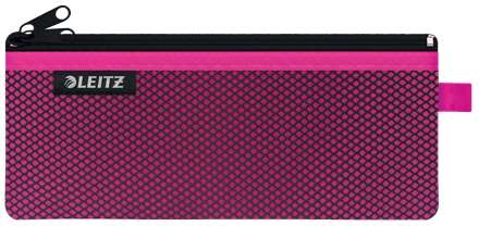 Leitz WOW Bolsa Porta-Todo Mediana 2 Compartimentos - Tamaño 85x6x210mm - Lavable y Duradera - Cierre de Cremallera - Color Fucsia