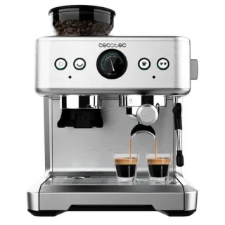 Cecotec Power Espresso 20 Barista Maestro Cafetera Espresso - 2250W - Capacidad 250g - Presion 20Bar - Molinillo Integrado - Manometro - Espumador - Color Acero Inoxidable