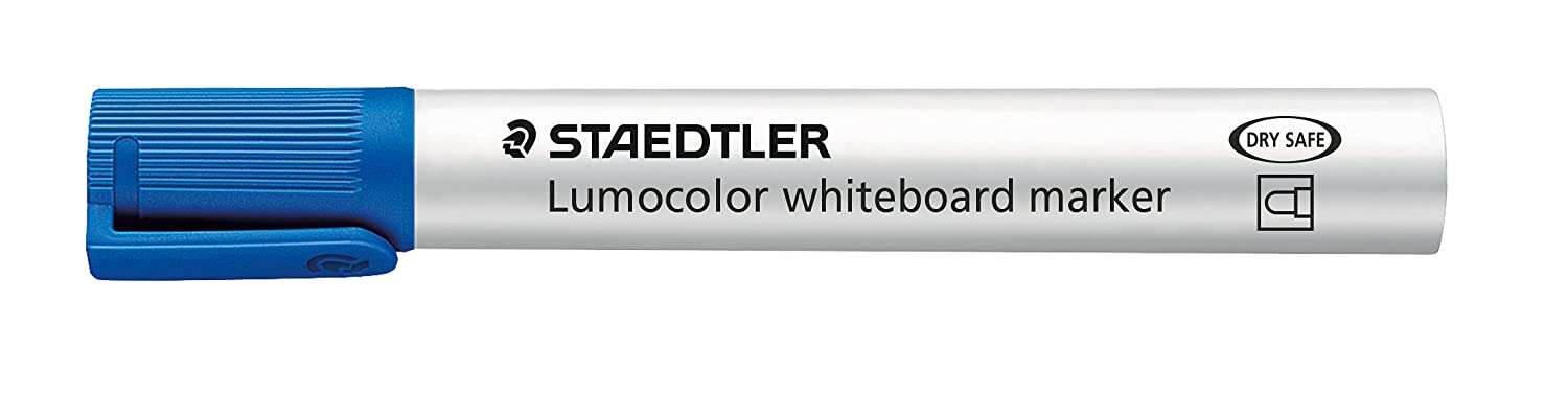 Staedtler Lumocolor 351 Rotulador para Pizarra - Punta Redonda - Trazo 2mm - Capuchon con Clip - Color Azul · Pack de 10 uds.