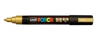 Posca PC-5M Marcador de Pintura - Punta de Poliester 1.8-2.5mm - Tinta Base al Agua - Resistente a la Luz - Color Oro · Pack de 6 uds.