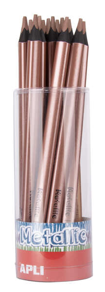 Apli Jumbo Metallic Lapiz Triangular de Color - 5mm de Grosor - Ideal para Mejor Sujecion - Mayor Cobertura en un Solo Trazo - Color Bronce Metalizado · Pack de 18 uds.