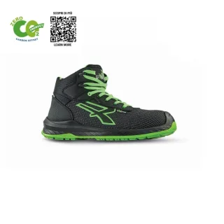 Upower Lake UK S ESD Calzado de Seguridad Carbon Neutral - Talla 35 - Proteccion S3S CI FO SR, Puntera AirToe Composite, Antideslizante, Resistente al Aceite, Antiestatica - Color Negro/Verd