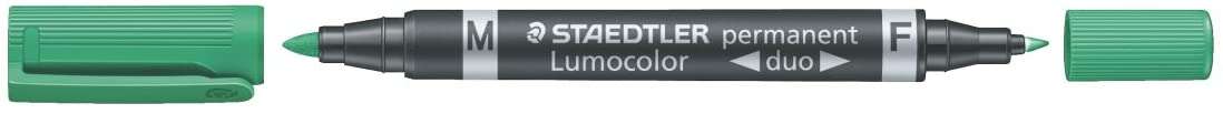 Staedtler Lumocolor 348 Rotulador Permanente de Doble Punta - Secado Rapido - Color Verde · Pack de 10 uds.