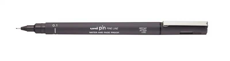 Uni-ball Pin 01-200 Rotulador Calibrado - Punta Poliacetal - Ancho de Trazo 0.1mm - Tinta Pigmentada Resistente al Agua y Luz - Color Gris Oscuro · Pack de 12 uds.