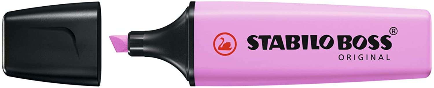 Stabilo Boss 70 Pastel Marcador Fluorescente - Trazo entre 2 y 5mm - Recargable - Tinta con Base de Agua - Color Fucsia Helado · Pack de 10 uds.