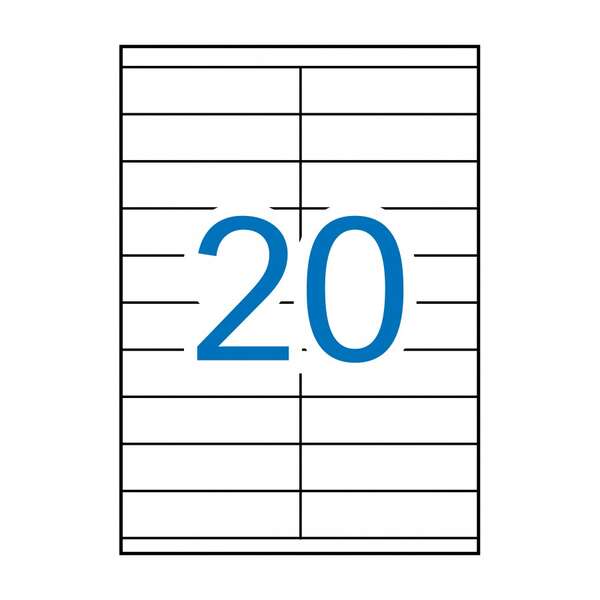 Apli Pack de 2.000 Etiquetas Rectangulares 105x29mm - 100 Hojas por 20 Etiquetas - Adhesivo Permanente - Cantos Rectos - Color Blanco