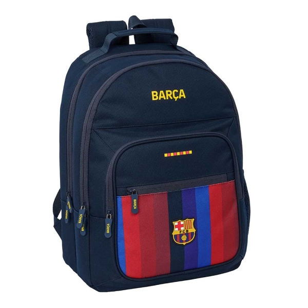 Safta F.C.Barcelona 1ª Equipacion 26/27 Mochila - Adaptable a Carro - Bolsillo Frontal - Portabotellas - Cremallera con Doble Tirador - Asa de Mano - Espalda Acolchada - 32x42x16cm - Color Azul Noche