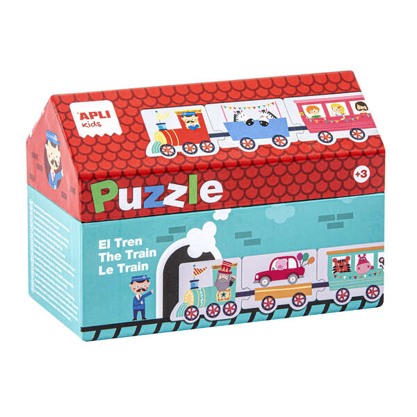 Apli Kids Puzle Trenes - 20 Piezas de Diferentes Tamaños - Diseño Exclusivo Infantil, Colorido, Claro y Simple - Facil Manejo - Carton de 2mm con Acabado Brillante E Indiana en el Dorso - Co